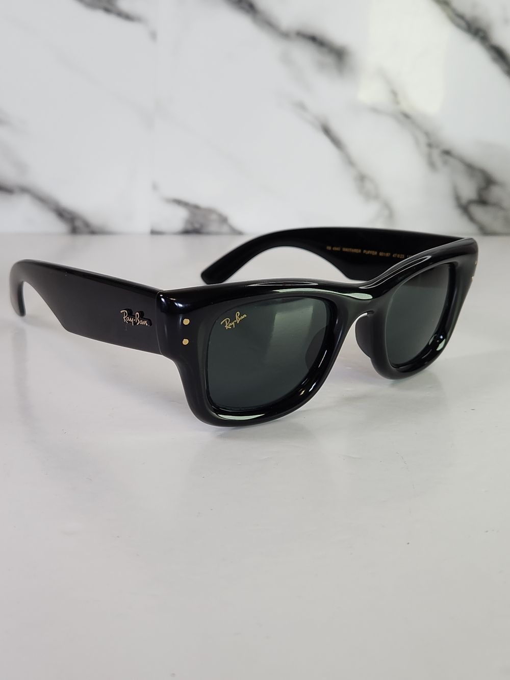 Ray-Ban Puffer Wayfarer Sunglasses with Dark Lenses And Gold Details